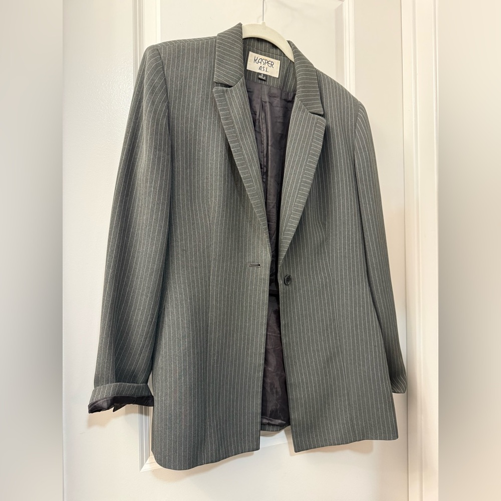 Kasper Charcoal Pinstripe Jacket